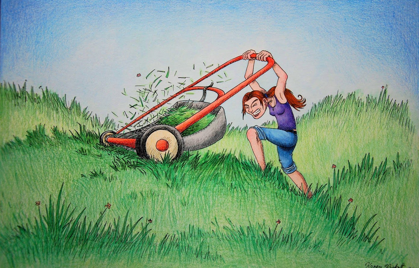 Mowing the lawn.